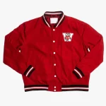 Wisconsin Badgerse Vintage Script Red Satin Jacket