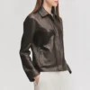 Womens concealed zipper brown jacket