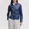 Womens concealed zipper navy jacket