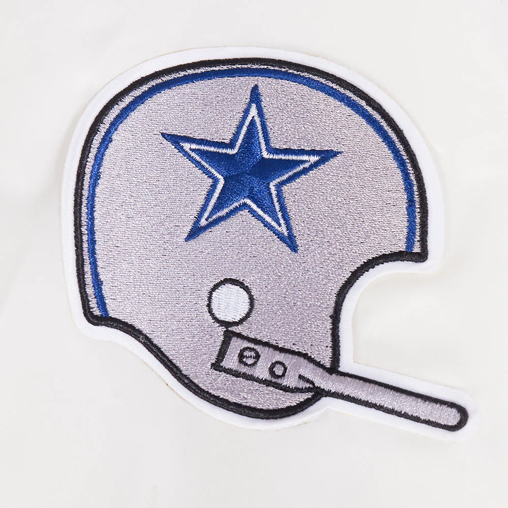 Womens dallas cow boys retro classic full snap white satin jacket team patch