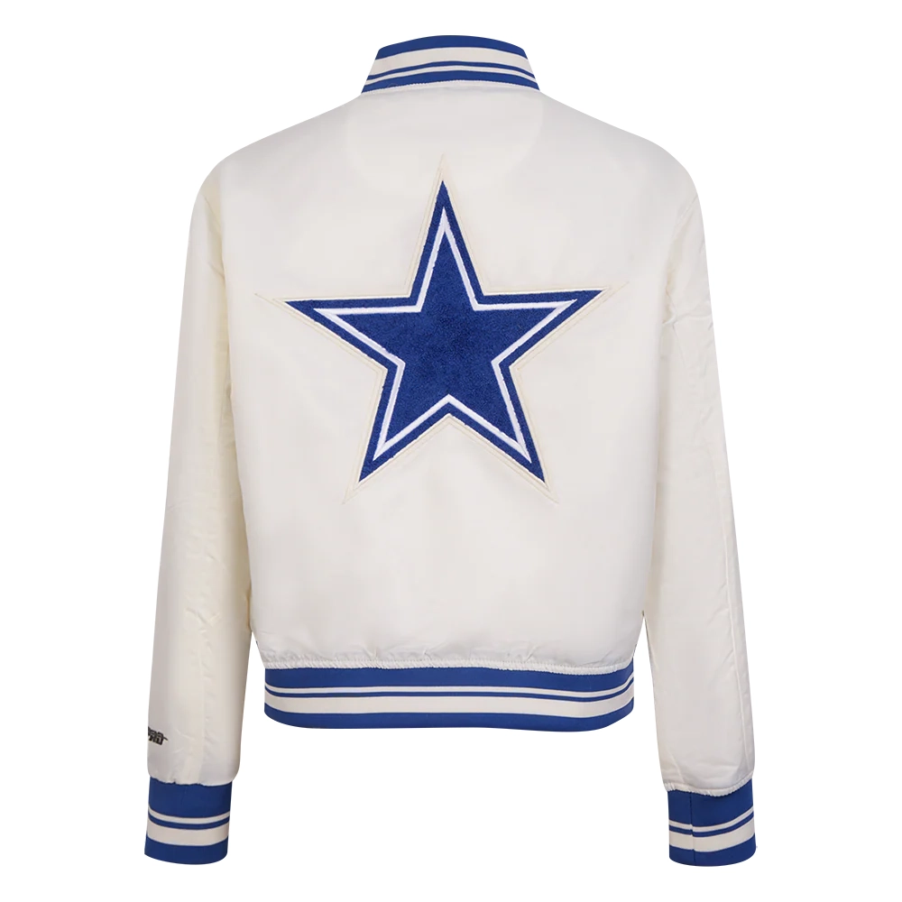 Womens dallas cow boys retro classic full snap white satin