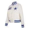 Womens dallas cow boys retro classic white satin jacket