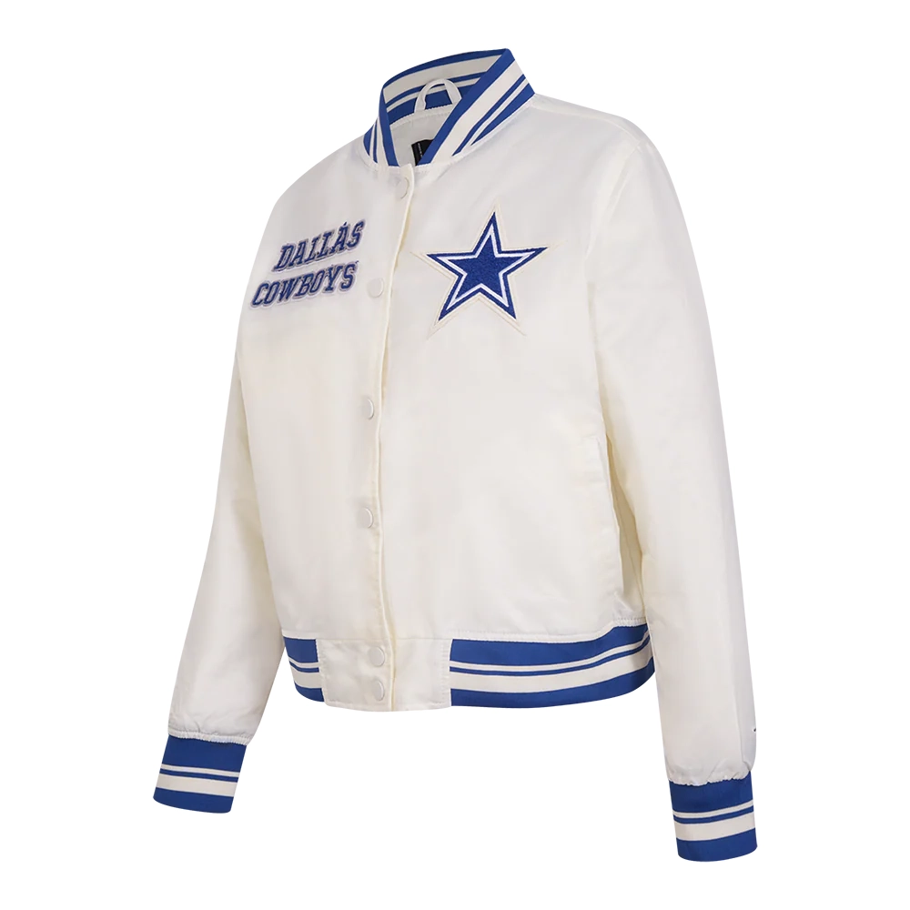 Womens dallas cow boys retro classic white satin jacket