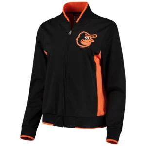 Womens g iii 4her by carl banks black orange baltimore orioles full zip varsity jacket 1 1