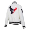 Womens houston texans retro classic full snap cream satin jacket
