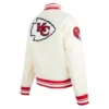 Womens kansas city chiefs retro classic full snap cream satin jacket