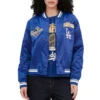 Womens los angeles dodgers world series 2025 satin varsity jacket