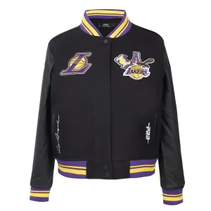 Womens los angeles lakers city ransom wool leather varsity jacket