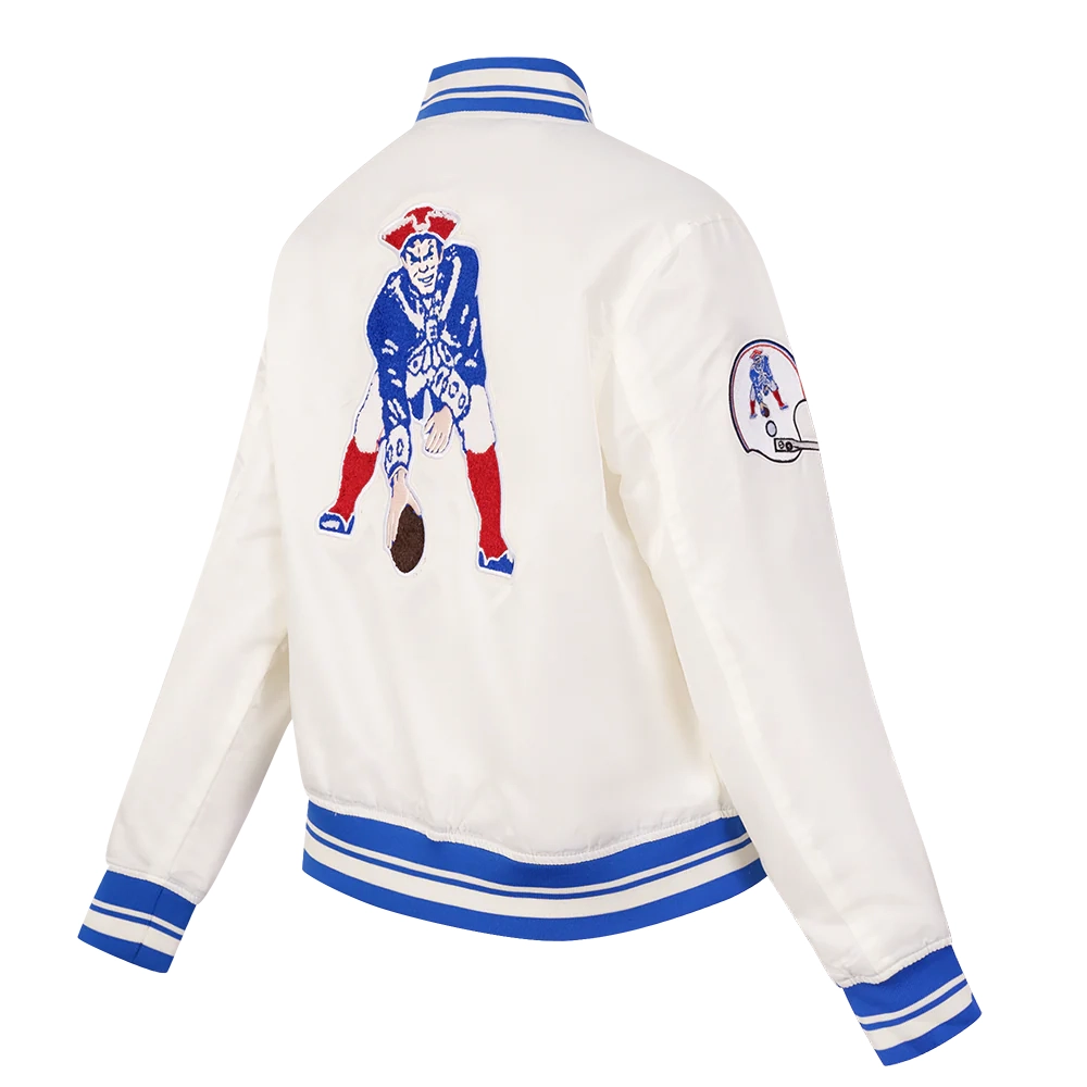 Womens new england patriots retro classic full snap satin cream jacket