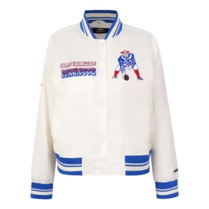 Womens new england patriots retro classic full snap satin jacket