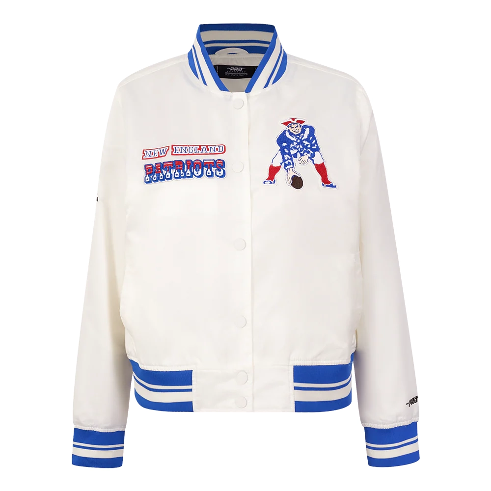 Womens new england patriots retro classic full snap satin jacket