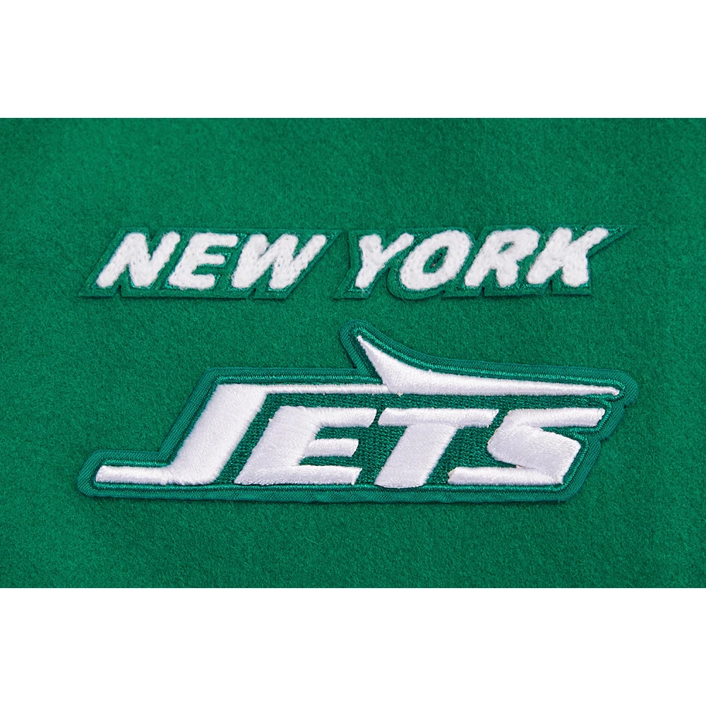 Womens new york jets retro classic wool leather green patch jacket