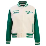 New York Jets Women's Retro Classic Wool/Leather Jacket