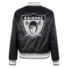 Womens oakland raiders full snap black satin jacket