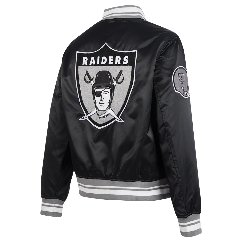 Womens oakland raiders retro classic black satin jacket