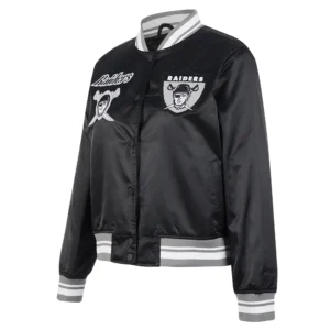 Womens oakland raiders retro classic full snap black satin