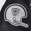 Womens oakland raiders retro classic full snap black satin helmet patch