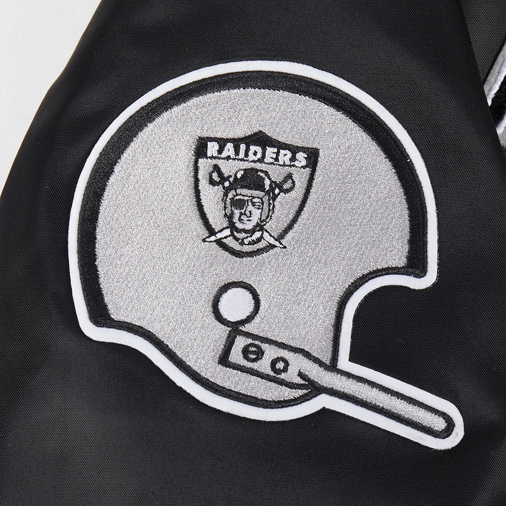 Womens oakland raiders retro classic full snap black satin helmet patch