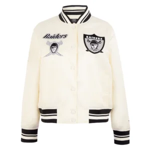 Womens oakland raiders retro classic full snap satin jacket