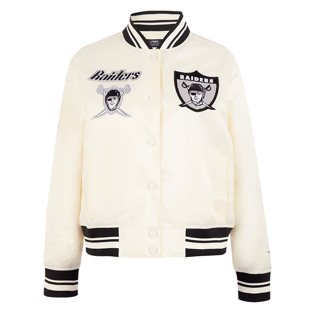 Womens oakland raiders retro classic full snap satin jacket