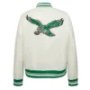 Womens philadelphia eagles retro classic cream satin jacket