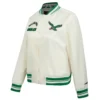Womens philadelphia eagles retro classic full snap cream satin