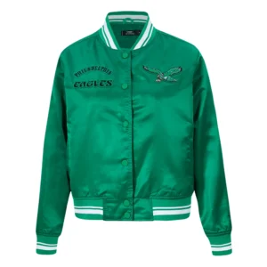 Womens philadelphia eagles retro classic full snap satin jacket