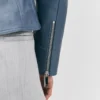 Zipper cuffs womens magalie blue leather jacket