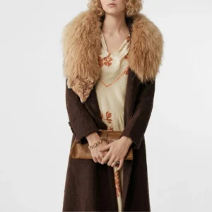 Anya taylor joy peaky blinders brown wool coat