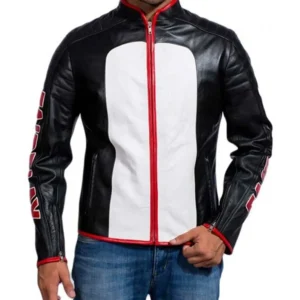 Arrow fairplay black white leather jacket