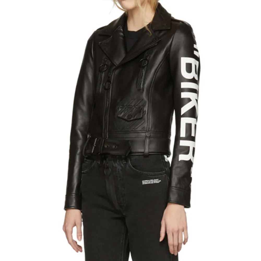 Daryn carp biker black leather jacket
