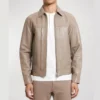 Desmond chiam with love season 2 beige leather jacket