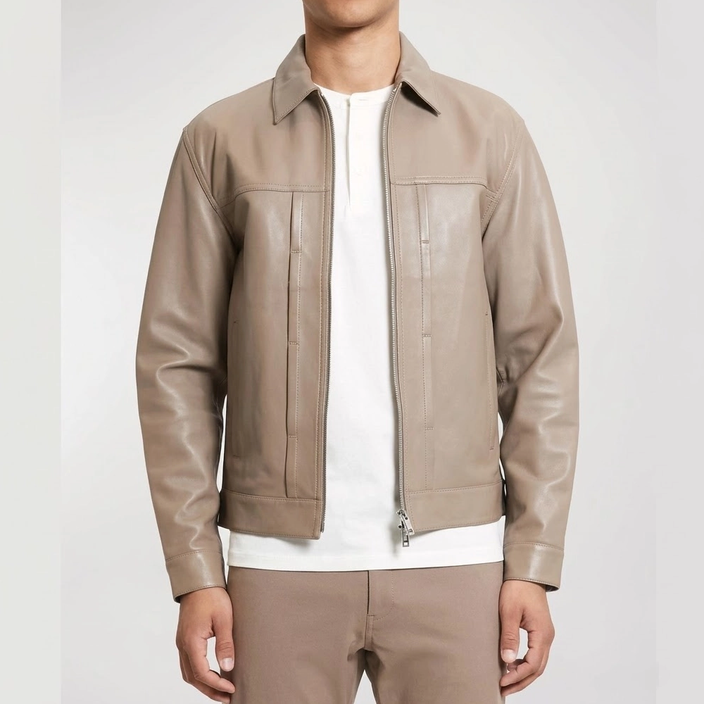 Desmond chiam with love season 2 beige leather jacket