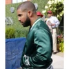 Drake full snap green satin jacket