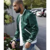 Drake full snap green varsity jacket