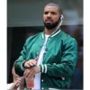 Drake full snap satin varsity jacket