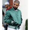 Drake green satin varsity jacket