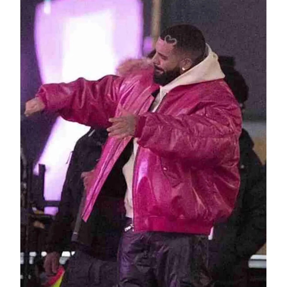 Drake pink leather bomber jacket