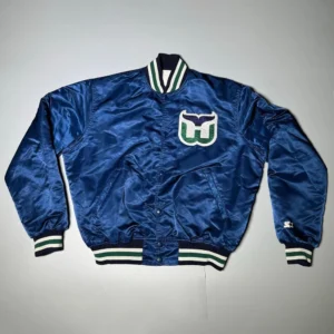 Hartford whalers 90s navy satin jacket