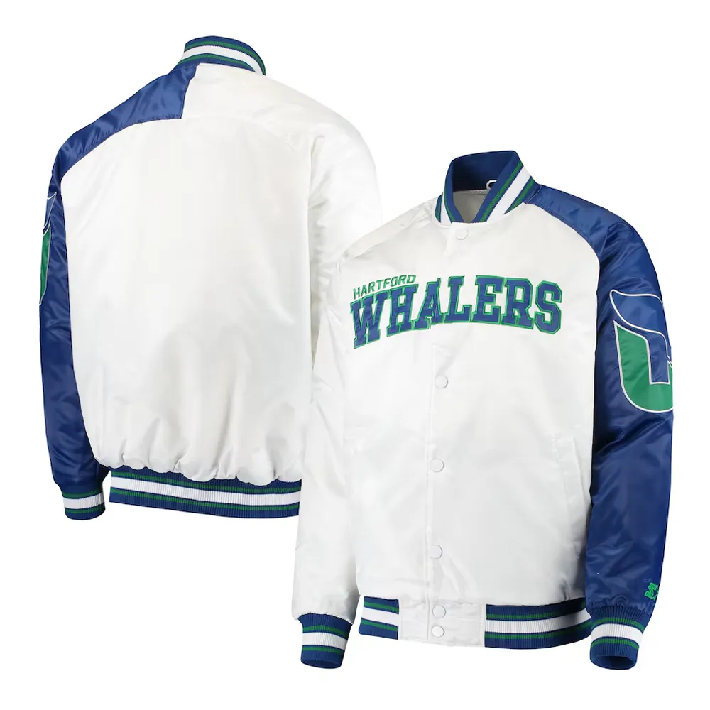 Hartford whalers dugout championship white satin jacket
