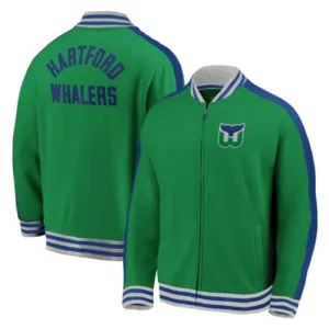 Hartford whalers green track fleece jacket