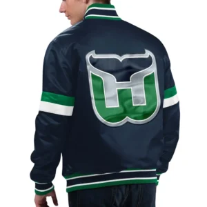 Hartford whalers home game navy satin jacket