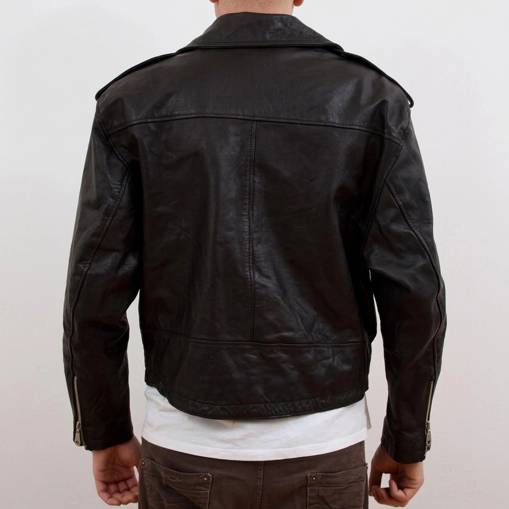 James crockett miami vice black leather biker jacket
