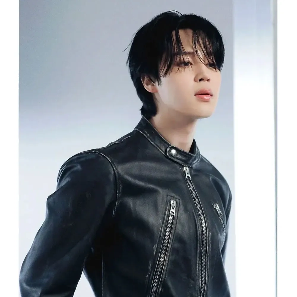 Jimin face black jacket