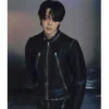 Jimin face leather jacket