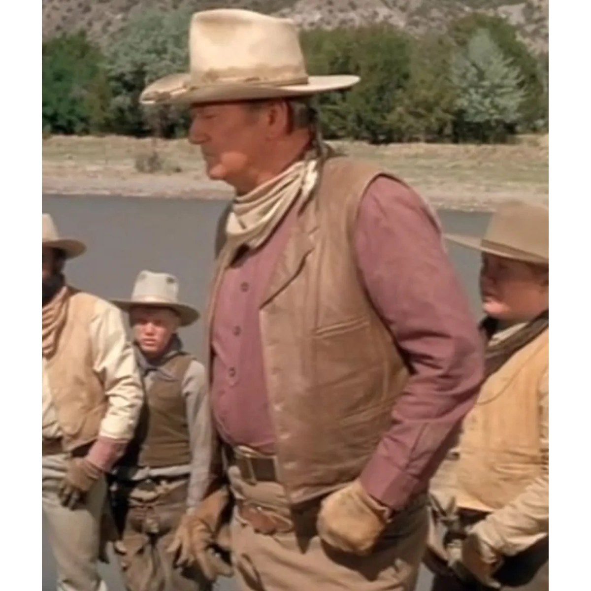 John wayne brown leather vest