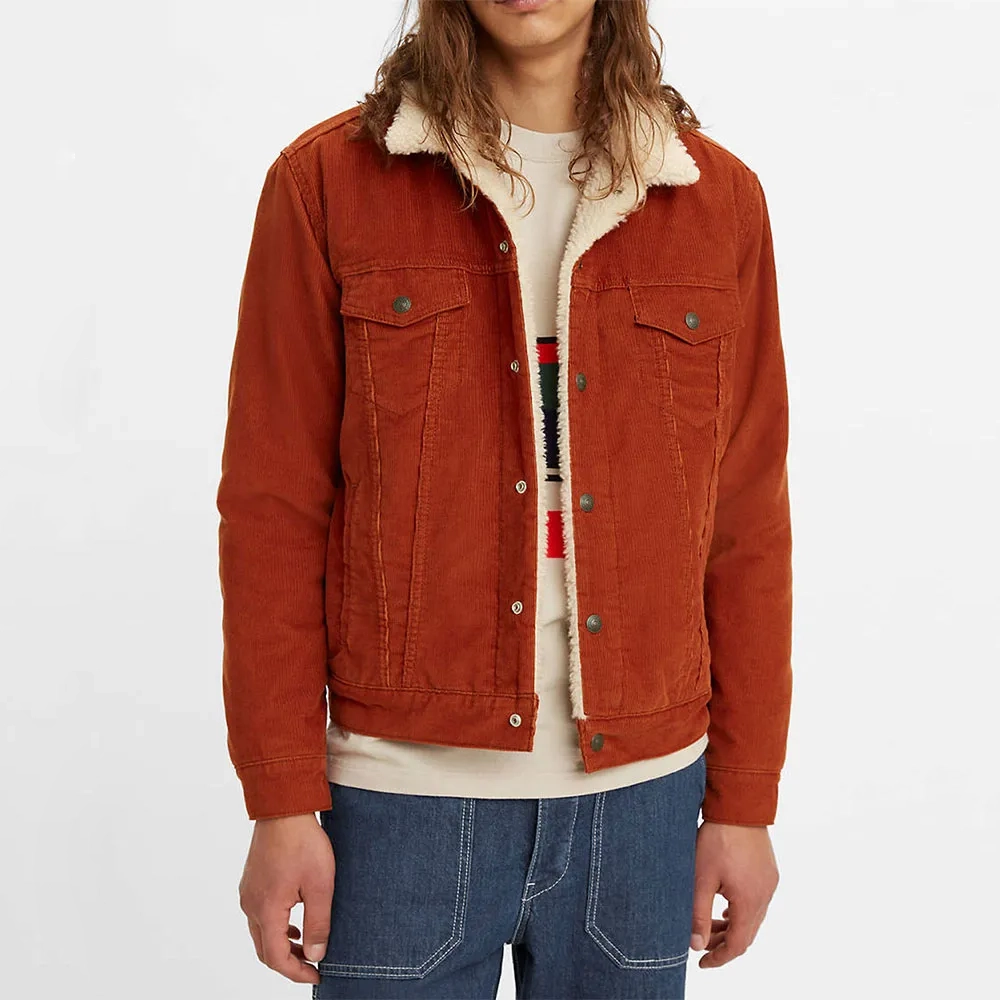 Kj apa corduroy sherpa trucker brown jacket