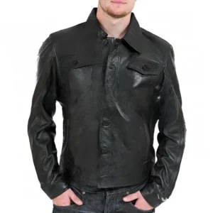 Last light black leather jacket