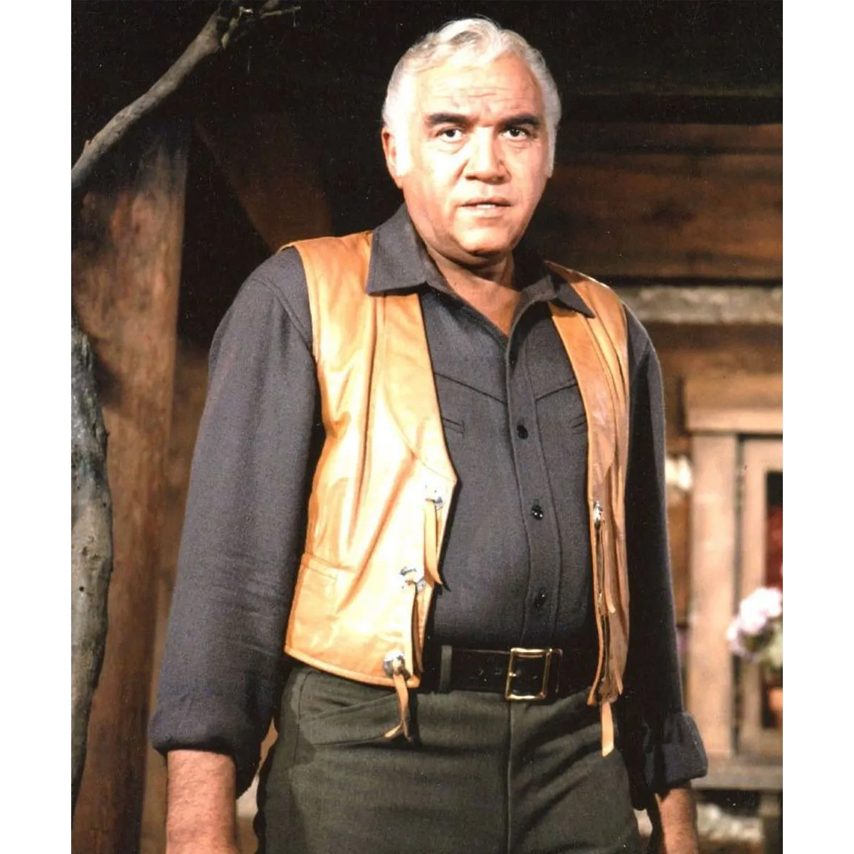 Lorne greene tan brown leather vest