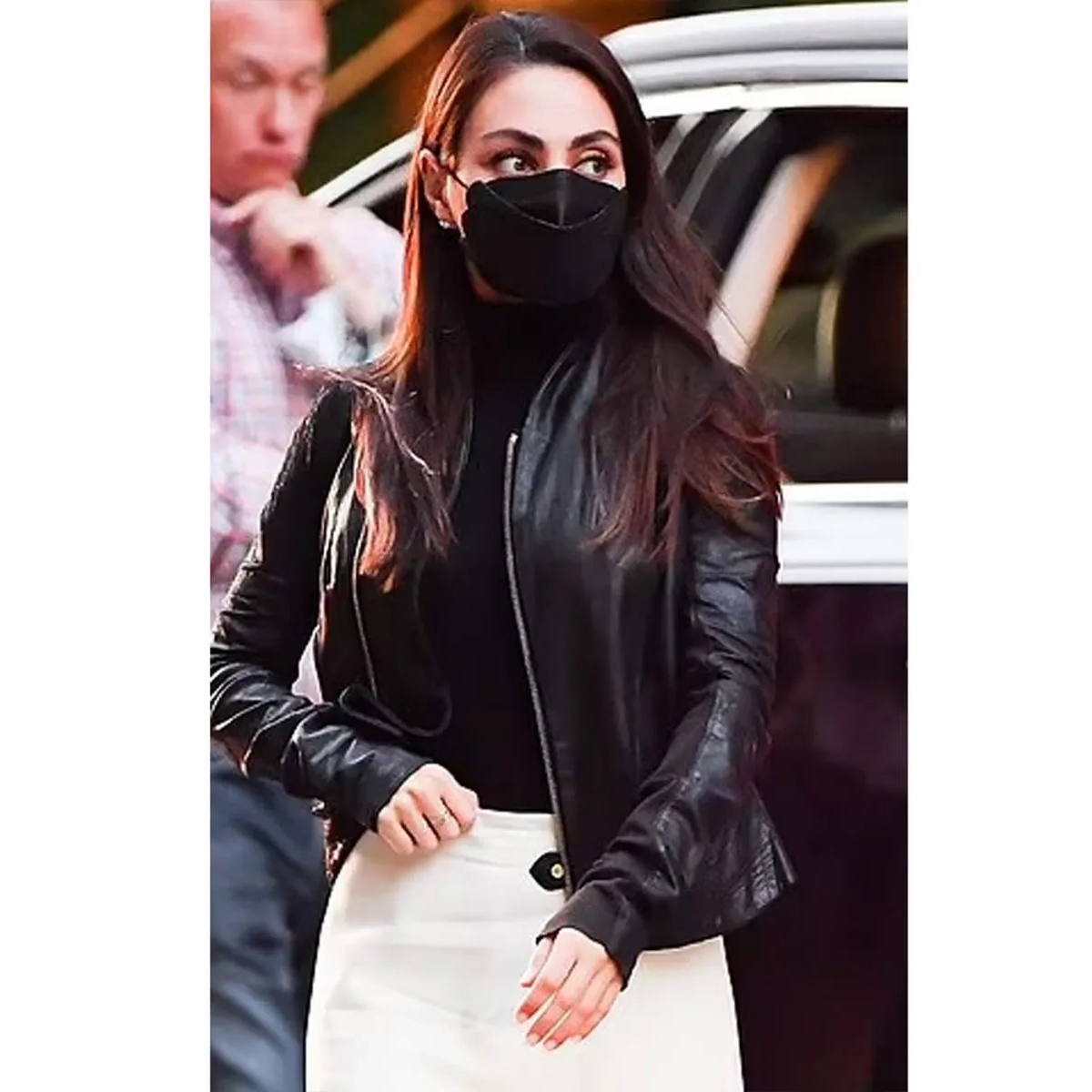 Luckiest girl alive black leather jacket